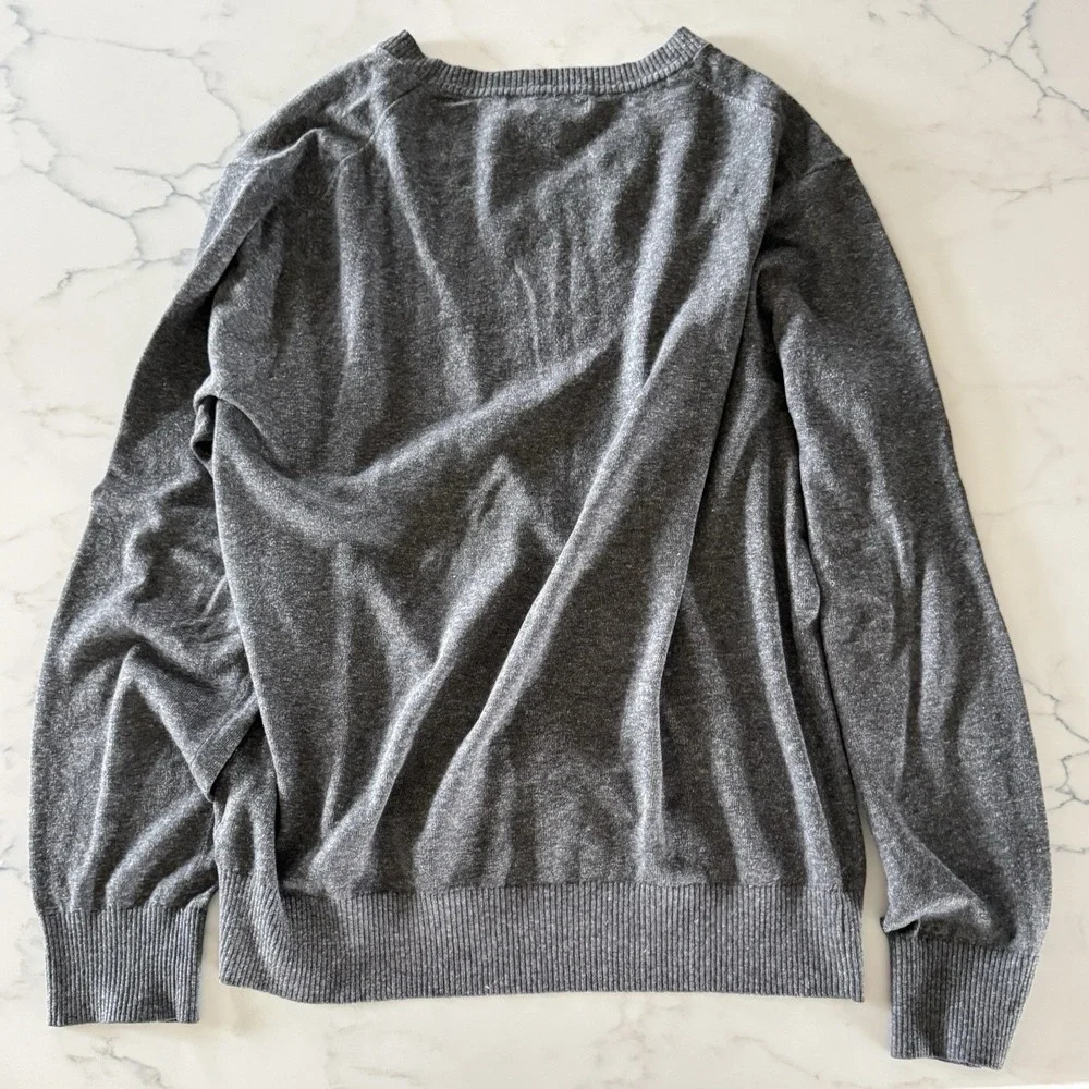 Banana Republic Silk Linen Sweater Mens M Gray V Neck Lightweight‎ Classic